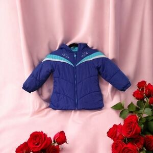LONDON FOG GIRL'S 5-6 WINTER JACKET PURPLE; WHITE; & AQUA FLEECE‎ LINED
